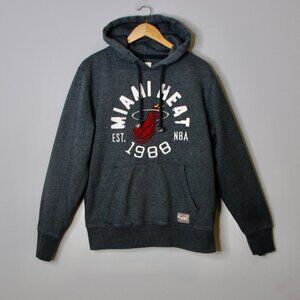Vintage Y2K Campus Crew Gray Miami Heat Hoody Sweatshirt NBA Fleece Medium